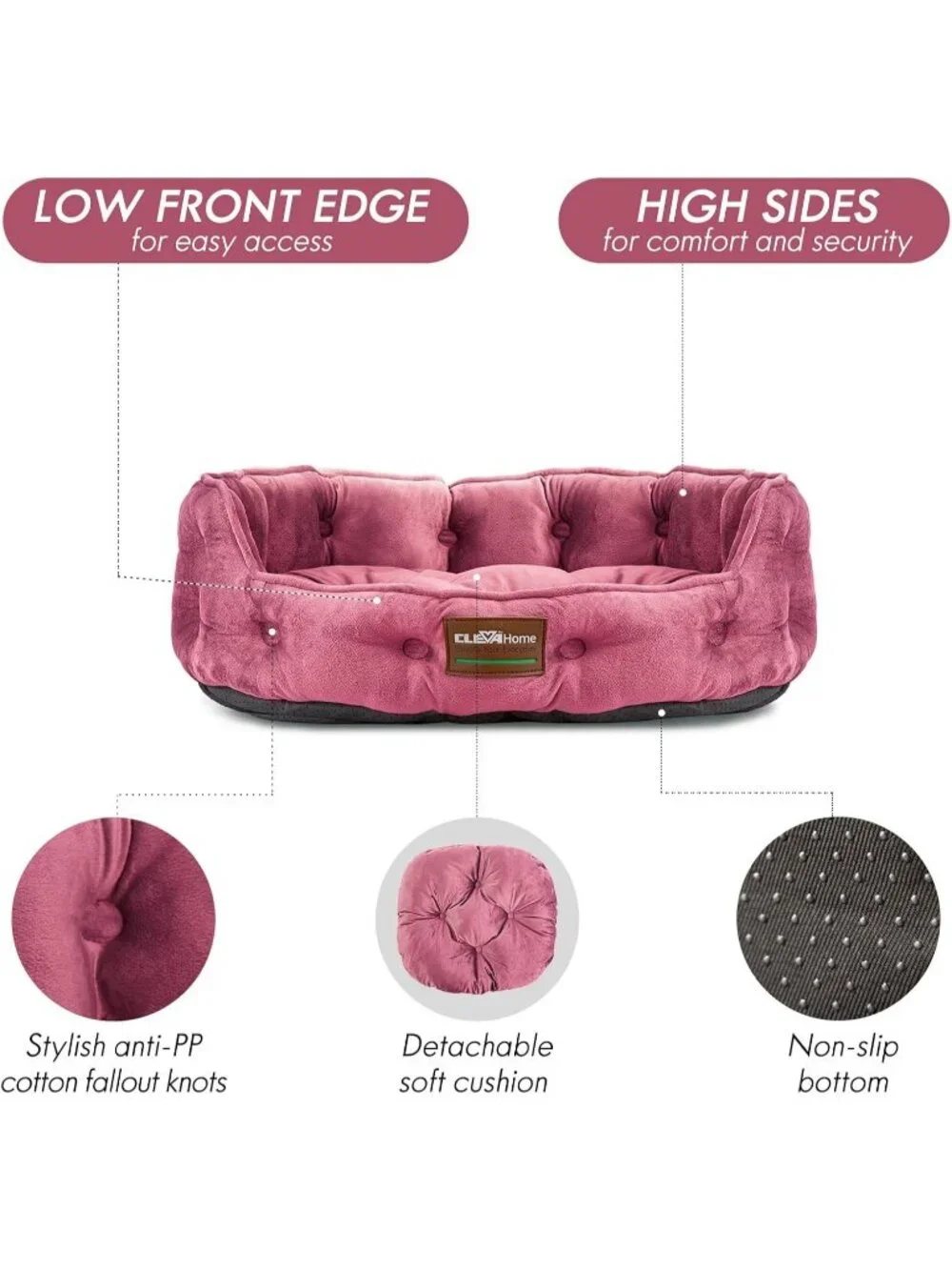 New Bed for Cats and Small Dogs up to 15lbs Washable Comfortable Pets Bed - Pink